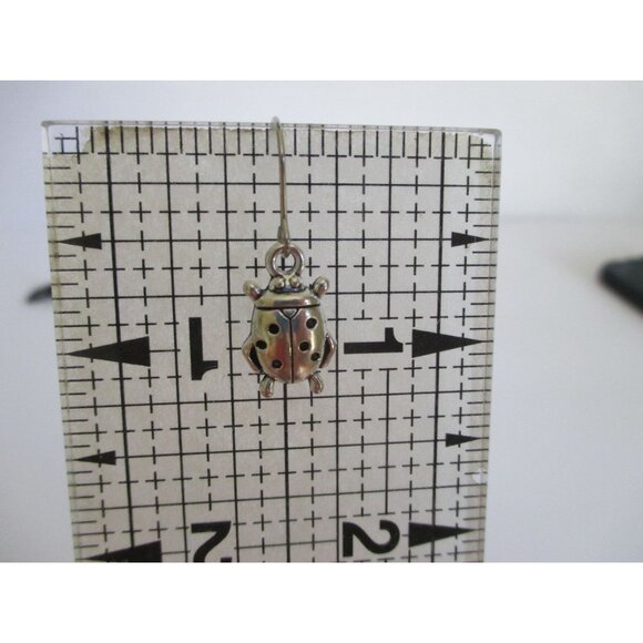 New Ladybug Dangle Earrings on Stainless Wires Bug Nature Jewelry - Picture 5 of 6